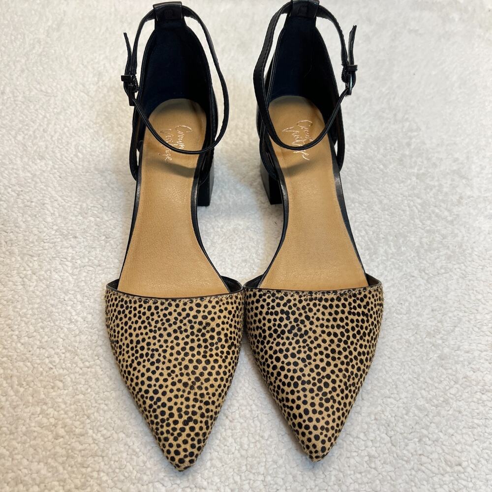 Crown Vintage Womens Heels Vavi Pump Block Heel Pointed Toe Leopard Print Sz 9.5
